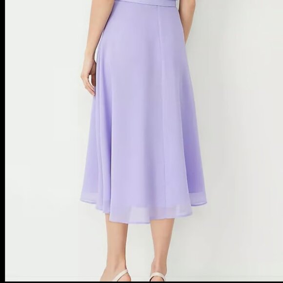 ANN TAYLOR TIE BELTED WAIST FULL MIDI SKIRT LAVENDER $129 NWOT 8 - Picture 3 of 8